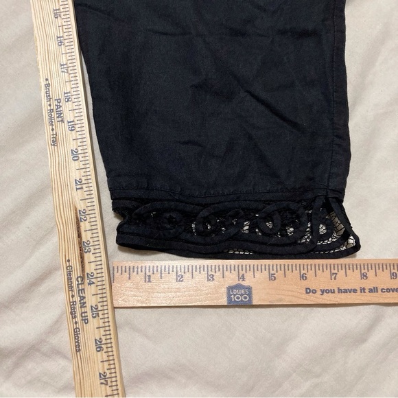 Midnight Velvet Brand Rayon Blend Black Cropped Pants with Lace Trim - Picture 3 of 11